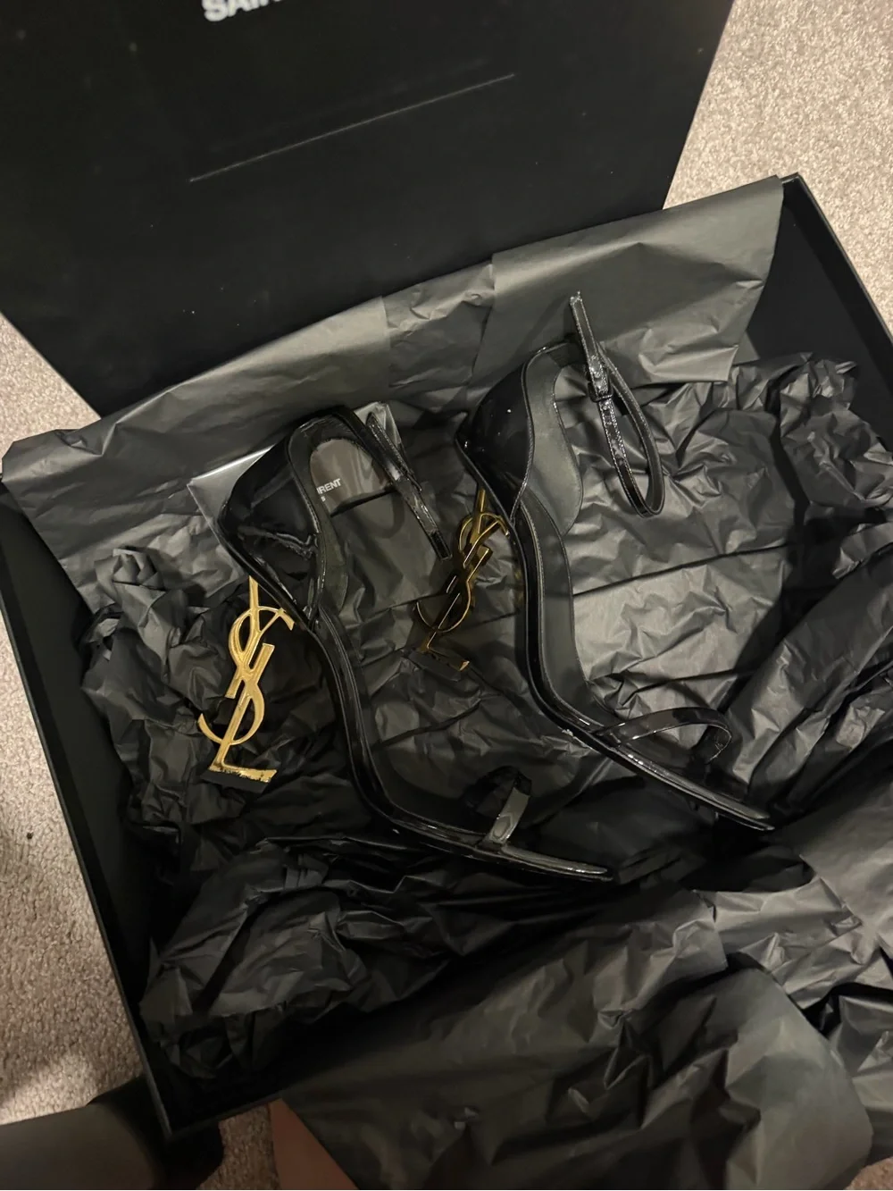 Authentic Saint Laurent OPYUM SANDALS IN PATENT LEATHER BLACK - Picture 5 of 8